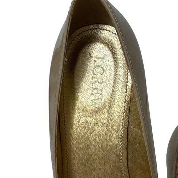 J. Crew Beige Nude Patent Leather Pumps 96716 Wooden Heel Italian Made Size 7 - Picture 14 of 16